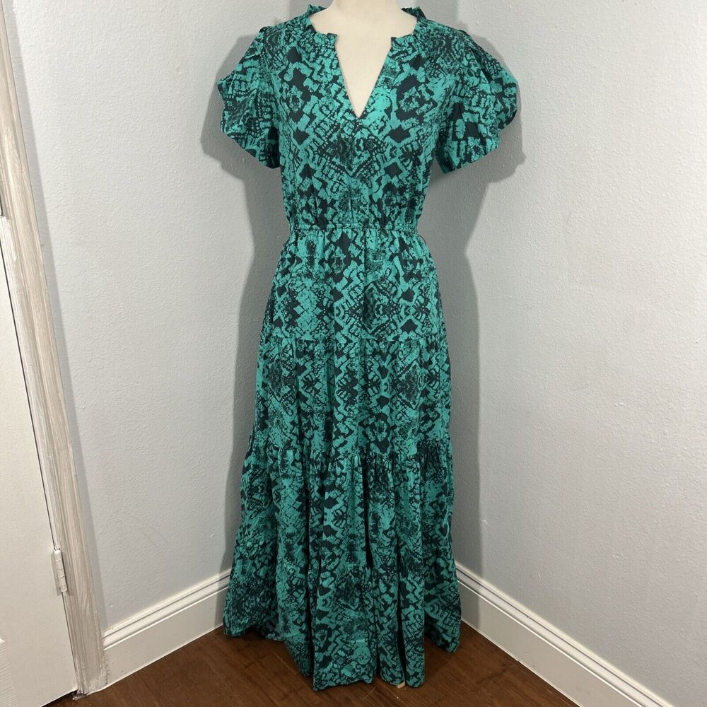 Willa Story Dress Women XS Multicolor Maxi Ruffle Tiered Puff Empire Cottagecore